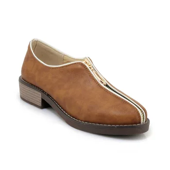 

British wind small leather shoes female the new spring 2018 comfortable low heel side with large