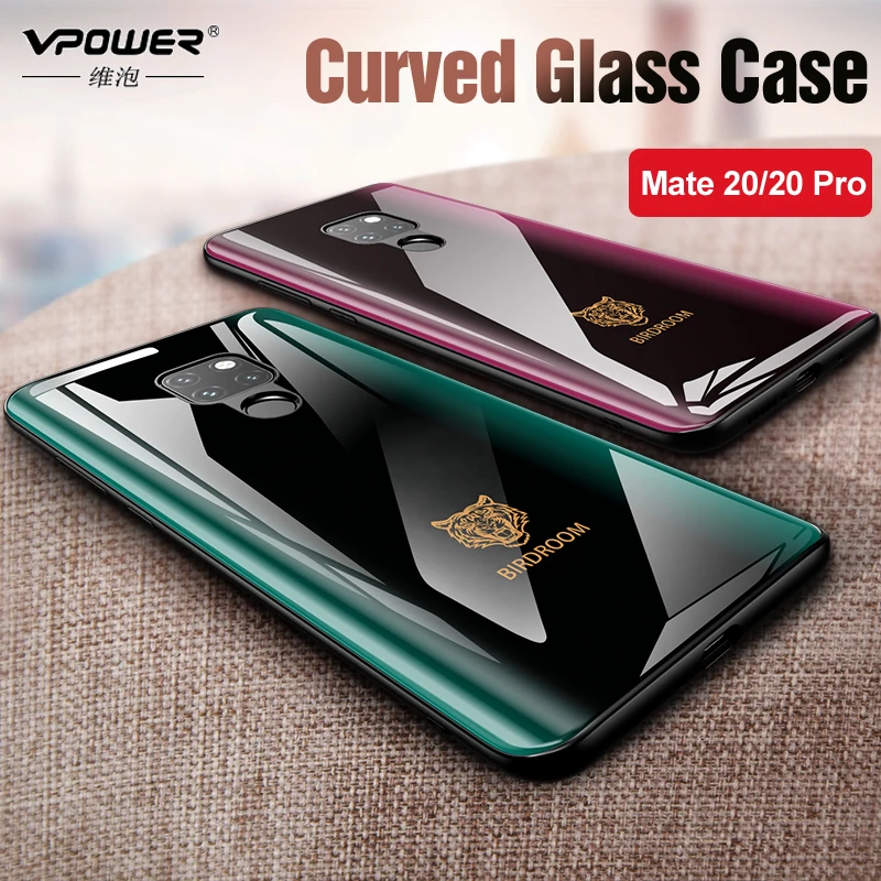 

Vpower Curved Glass Case for Huawei Mate 20 Pro Case Mate 20 Back Cover Anti Knock Silicone Soft Edge for Huawei Mate 20 Cases