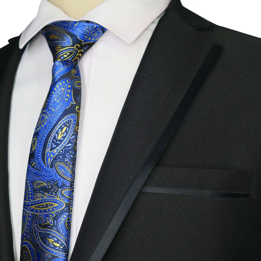 Новинка, обтягивающий мужской галстук на шею, 6 см, полиэстеровый галстук, цветочный узор, в полоску, жаккардовый, тканый, мужской, тонкий, узкий галстук, для свадебной вечеринки