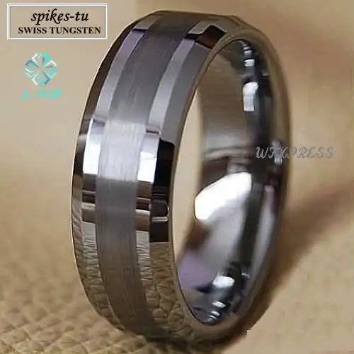 Titanium Color Two Tone Tungsten Carbide Ring Men S Wedding Band