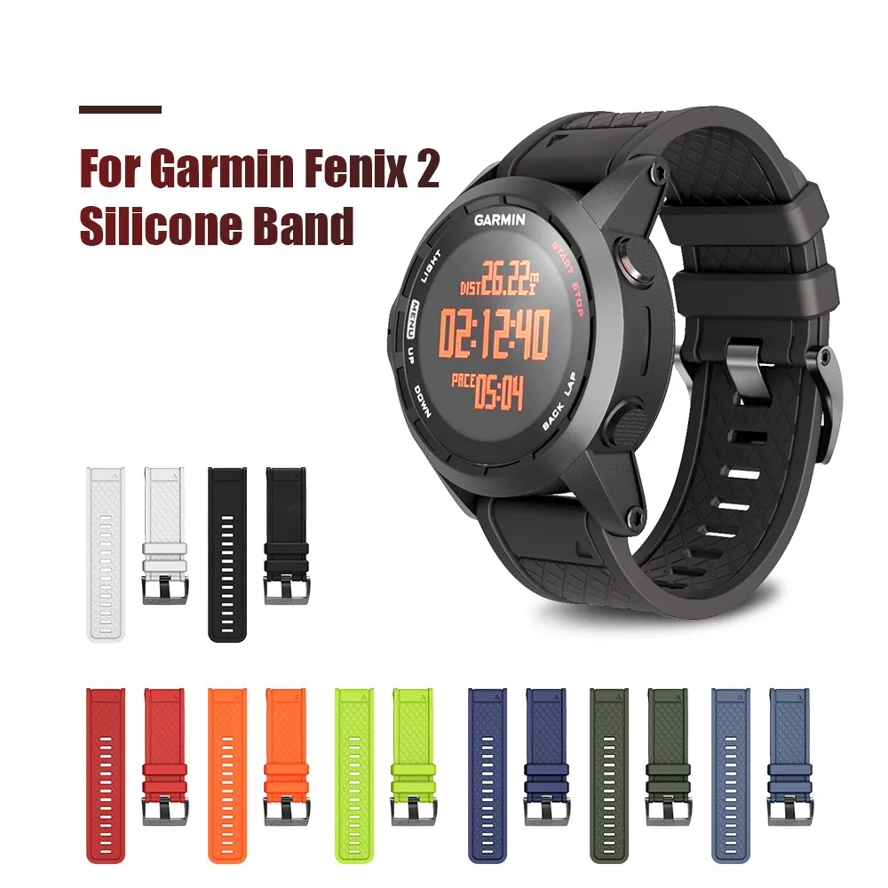 26mm Width Watch Strap for Garmin Fenix 2 Band Soft Silicone Watchband for Garmin Fenix 2 1