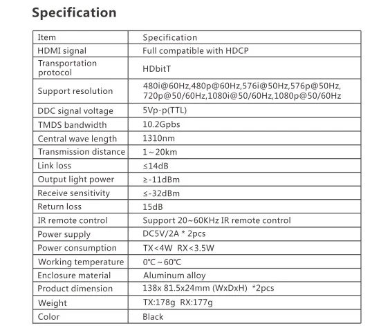 LKV378A HTbitT HDMI удлинитель волоконно-оптический кабель с ИК IP и TCP на основе до 20 км Full HD 1080 P