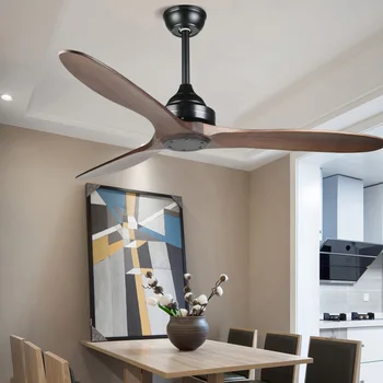 

Retro wood ceiling fan luxury vintage ceiling fan without light Bedroom living pendant fan with remote control