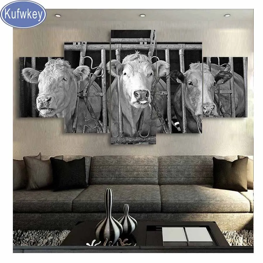 

Cow Diamond embroidery 5pcs 3d diy diamond painting black and white cow animal mosaic puzzles 5d full square rhinestones decor