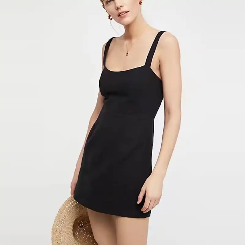 black linen mini dress