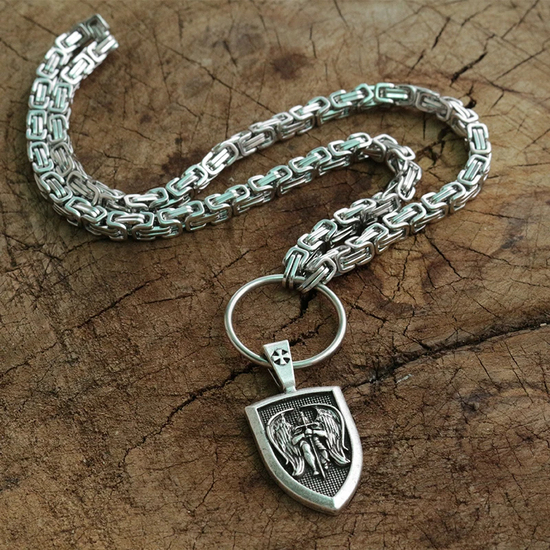 Мужское ожерелье Archangel St.Michael Protect Me Saint Shield подвеска с цепочкой из нержавеющей
