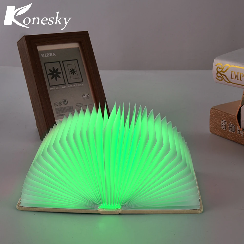 Konesky USB Rechargeable LED Foldable Book Shape Desk Lamp Nightlight