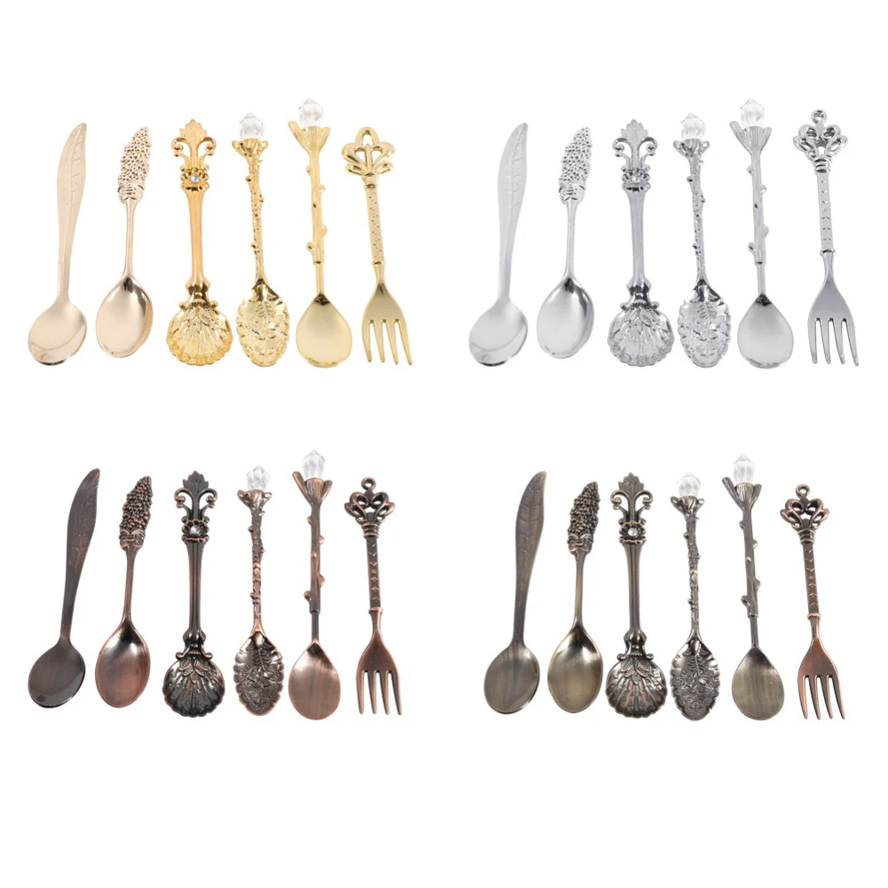 6pcs/Set Spoons Fork Set Vintage Spoons Retro Spoons forks For Kitchen