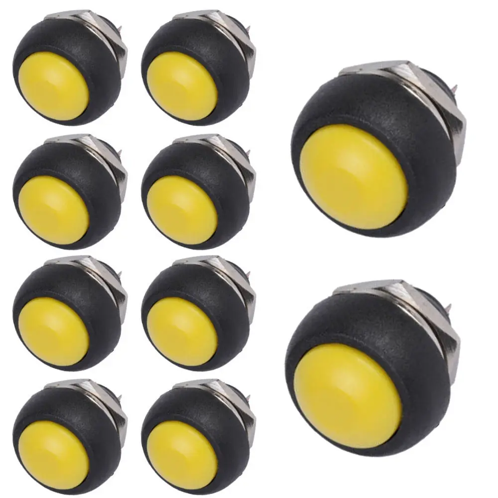 

EE support 10 Pcs 12mm Waterproof Universal Mini Round Momentary Push Button Car Toggle Switch Automobile Accessories
