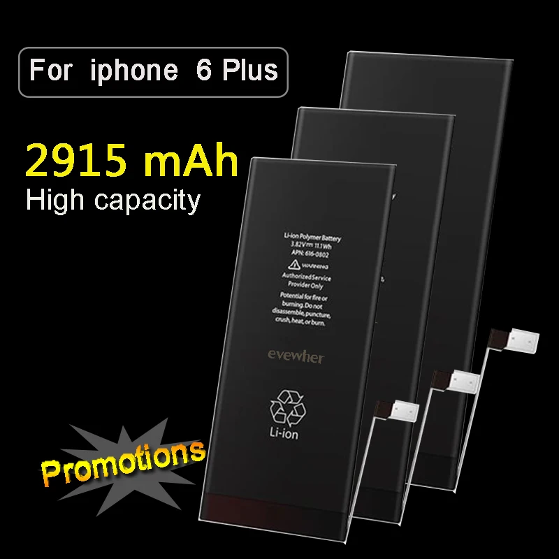 

Evewher For iPhone 6Plus battery 6 Plus 6P batery Real Capacity 2915mAh Replacement Batteries Free Tools Retail Package