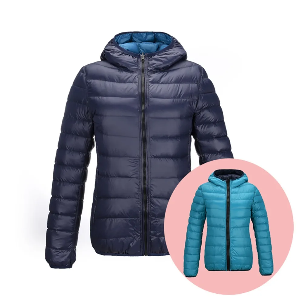 lower price  Down Jackets Women Warm Thin UltraLight 90% White Down Coats Women Feather Jackets Double Side Ligh
