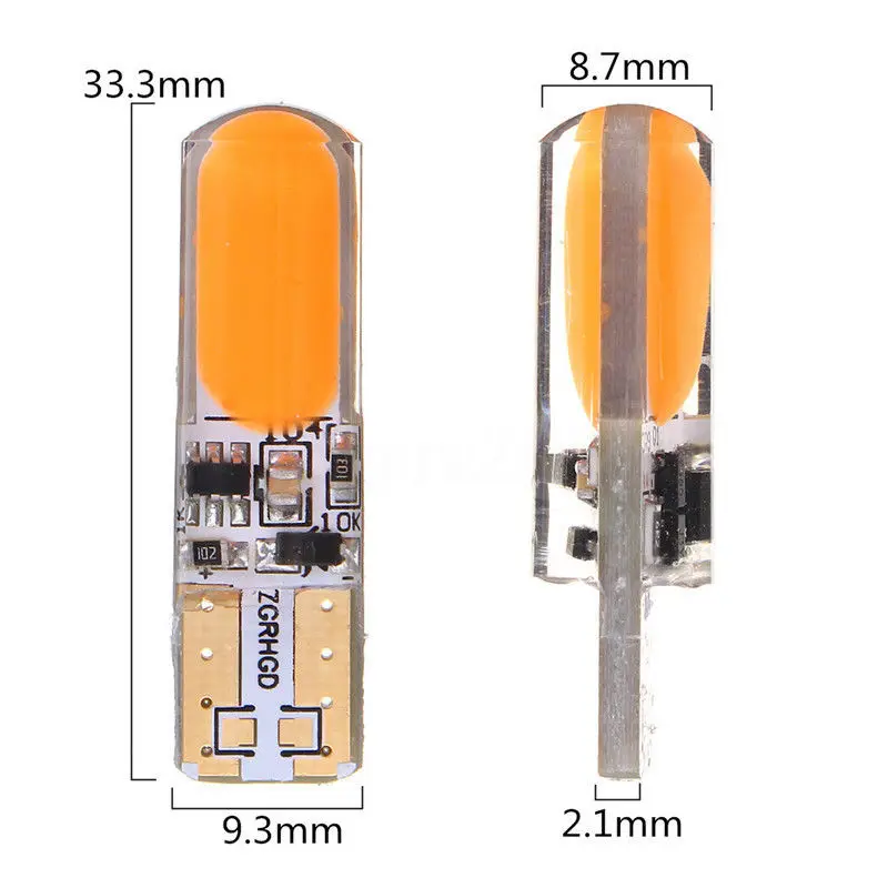 2pcs/set T10 W5W COB LED Car Silica Flash Strobe Width Light Bulb Orange