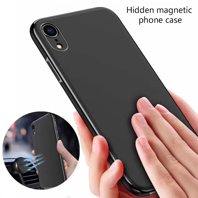 Fashion Business Hidden Magnetic Phone Case Cover for IPhone X XS Max XR Plain Iphone 6 6s Plus 7 8 |