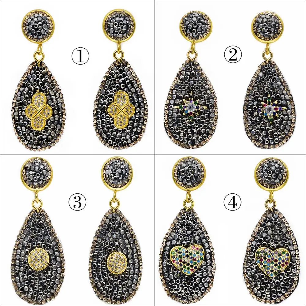 

10 Style Micro-inlaid Cubic Zircon Water Drop Earrings 2019 Trendy Jewelry Black Geometry Shell Earrings Wedding Party Jewelry