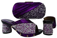 2017 latest Italian Shoes with Matching bags For Party african Shoes And Bag Set good quality high heels with crystal, EMF7213-1