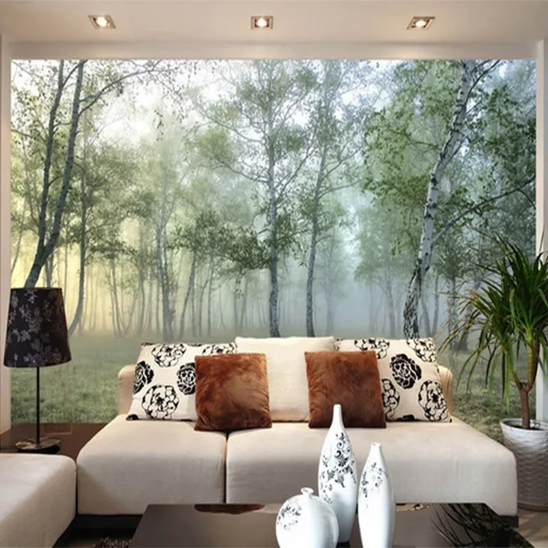 natureza paisagem murais sala estar tv sofa 03