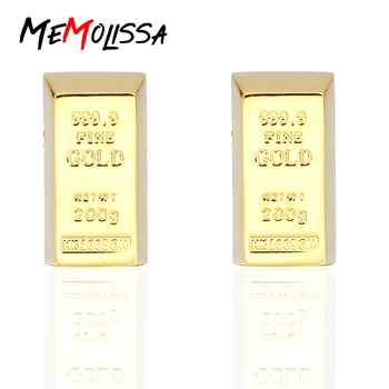 

MeMolissa Luxury Gold Block shirt cufflinks for mens Brand cuff buttons fashion cuff links High Quality gemelos abotoaduras