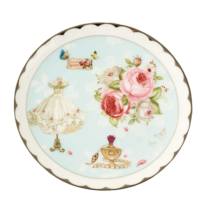 8 Inch Ceramic Plate Europe Elegant Bone China Cake Dishes & Plates Floral Porcelain Fruit Dessert Tray Dining Plates Dinnerware (2)