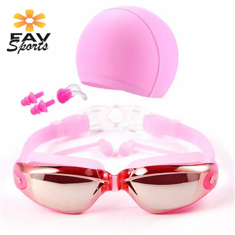 HD близорукость Плавание ming очки 3 шт./компл. Анти-туман Очки для плавания Профессиональный вогнуто-Выпуклое стекло, plongee Для женщин Для мужчин Плавание очки - Цвет: Розовый