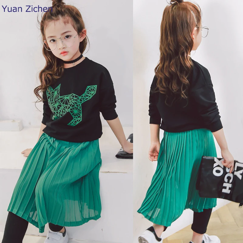 Winter Girls Dress Kid Sets Active Sport Clothing Children Baby Clothing Sweatshirts+dress Tracksuit For Girls Suit New Year