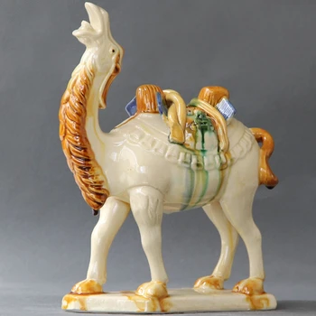 

Chinese Ancient Camel Sculpture Craft Collectible Decorated Handwork Ceramic Statue Home Ornament Study Room Decoration