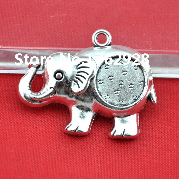 

10 pcs Antique Silver Elephant Bezel Tray Charm Pendants 15mm