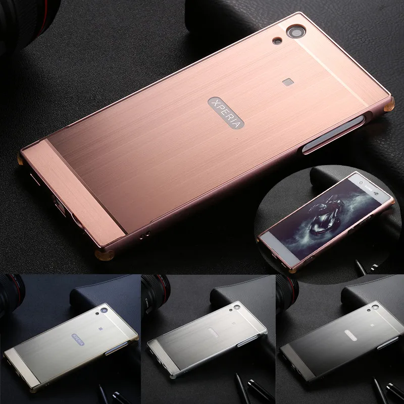 

For Sony XA1 Plus G3412 Case Plating Metal Frame Cover with Brushed Back Cover Hard Case for Sony Xperia XA1 Plus G3416 G3421