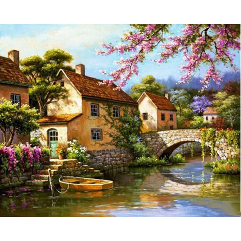 Full SquareRound Drill 5D DIY Diamond Painting Rural scenery 3D  Embroidery Cross Stitch Mosaic  Decor
