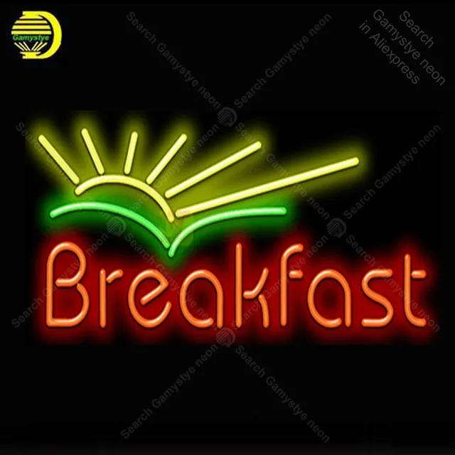 Breakfast With Sunrise Neon Light Sign Gl Bulbs Breakfast With Sunrise Neon Light Sign Gl Bulbs Decor Room Hotel Board Lamps Anuncio Luminoso Atarii