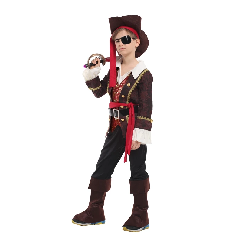 Детский роскошный костюм капитана пирата с одним глазом Skullduggery для мальчиков; вечерние костюмы на год и Хэллоуин