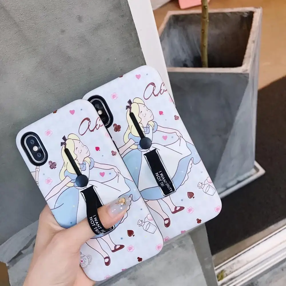 Goede 3 in een Nieuwigheid Alice Leuke Telefoon Case Ring Houder Stand Shock proof Chic Cover Voor iPhoneXS MAX 8 plus 6 s 7 plus Behuizing Shell