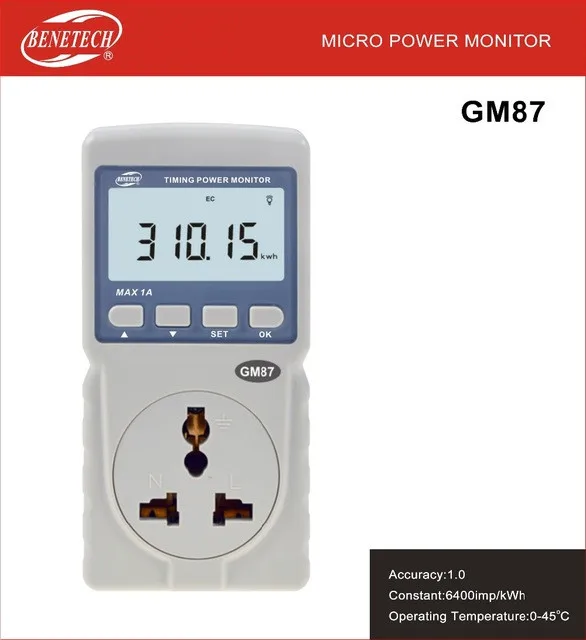 Цифровой Микро измеритель мощности BENETECH анализатор монитор GM87 220 В 10Am Вольтметр