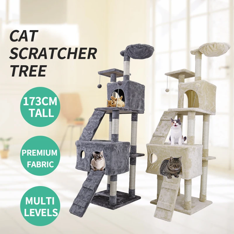 America Domestic Delivery 175 cm Large Cat High Toy Cat House Tree Pet Furniture Scratched Wooden Tree Cat Jump Lladder 3 Size
