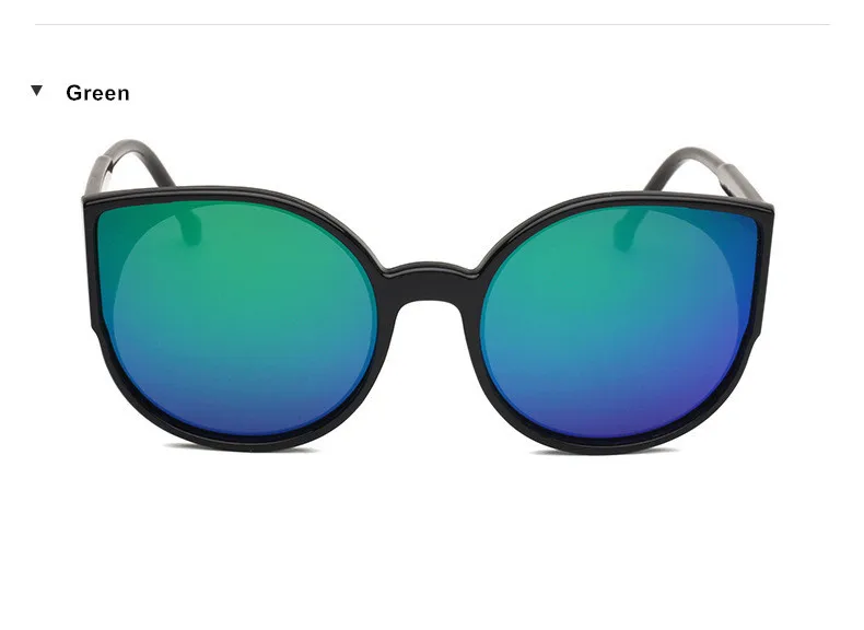 KUJUNY, классический тренд, кошачий глаз, солнцезащитные очки для женщин, покрытие, отражающее зеркало, солнцезащитные очки, черная оправа, очки, модные очки - Цвет линз: Зеленый