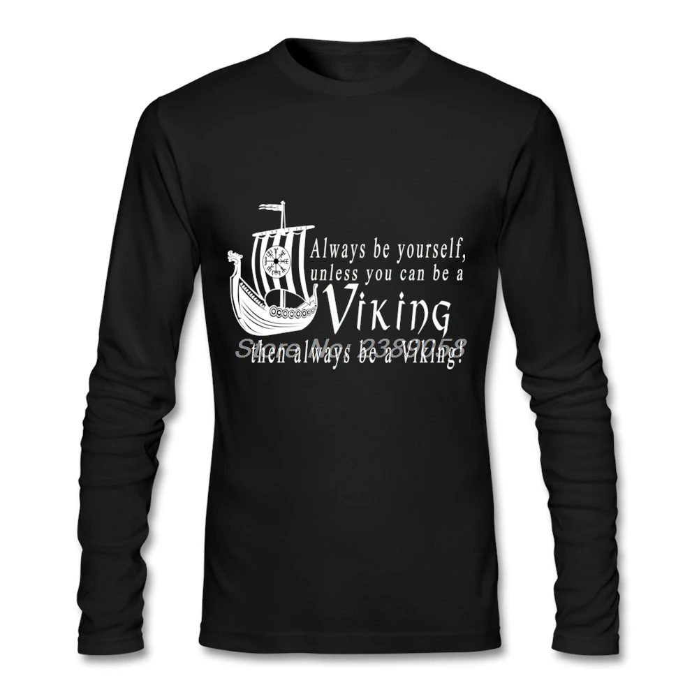 Мужская футболка с длинным рукавом Be a Viking облегающая хлопковая 2019 | одежда