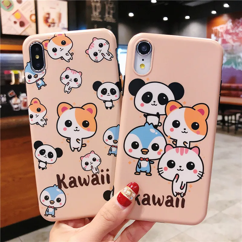 

100PCS Cartoon Panda Phone Case For iphone X XR XS MAX Case For iphone 6 6S 7 8 Plus Fashion Soft Back Cover Lovely Cases Fundas