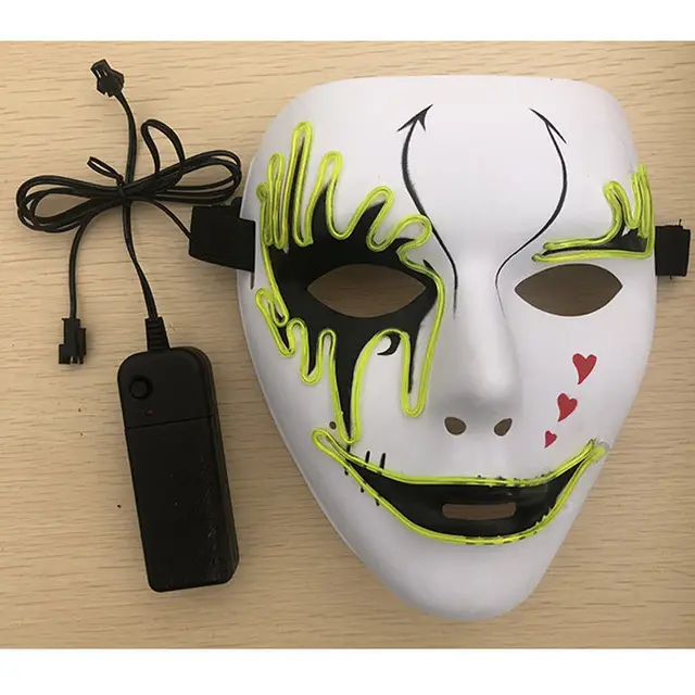 2018 New Halloween LED Full Face Luminous Flashing Face Terror Mask