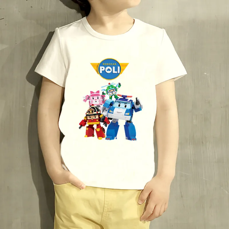 

Kids Robocar Poli Cartoon Design T Shirt Boys/Girls Great Casual Short Sleeve Tops Children Cute T-Shirt,HKP2177