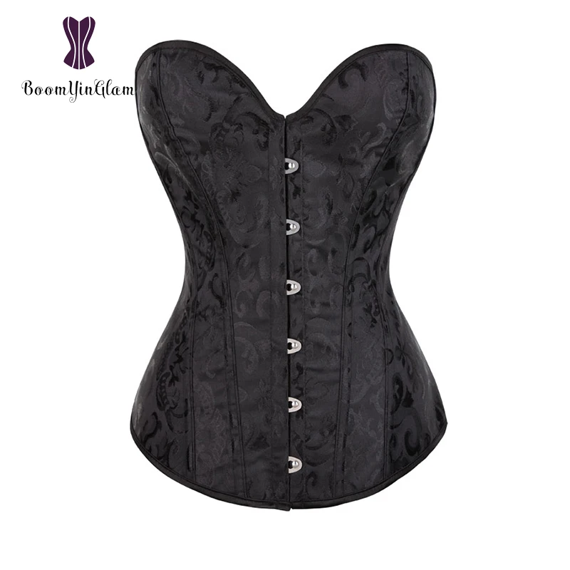 Brocade Women Sexy Lingerie Bustier Lace Up Corselet Steel Boned Corset Pleated Corsets And Bustiers With G String 8103#