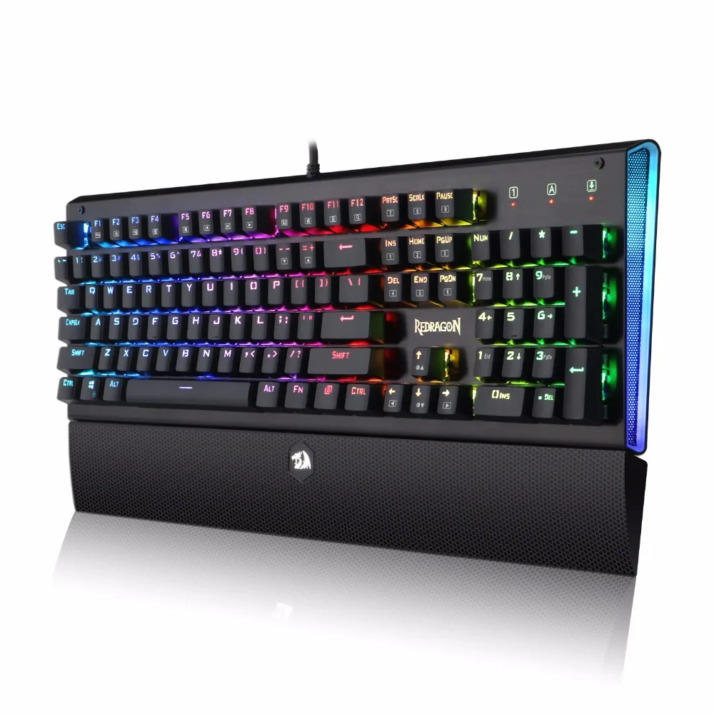  Superia New Arrival Redragon K569 RGB LED Backlit 104 keys Mechanical Keyboard with Wrist Rest Blue