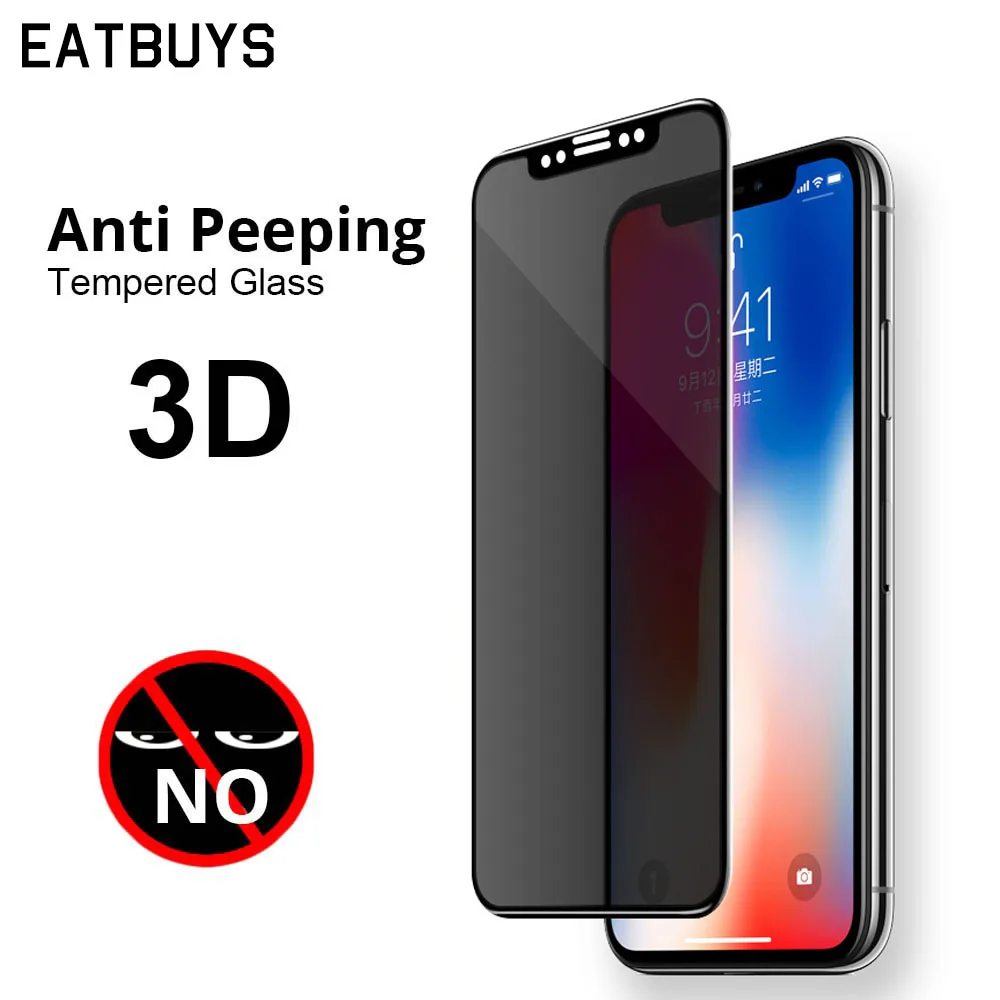 3D Full Cover Privacy Protection Film Tempered Glass For iPhone X 7 8 6 6s Plus Screen Protector | Мобильные телефоны и