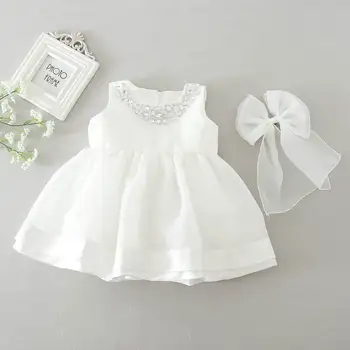 

Retail New Baby Girl Wedding Dresses Bow Birthday Dress Puffy Party Sundress Baby Clothing 0-2T 8022BB