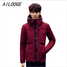 AILOOGE Повседневная зимняя тонкая мужская зимняя куртка Мужская Короткая толстая Тонкая с капюшоном белая куртка на утином пуху зимняя куртка мужская