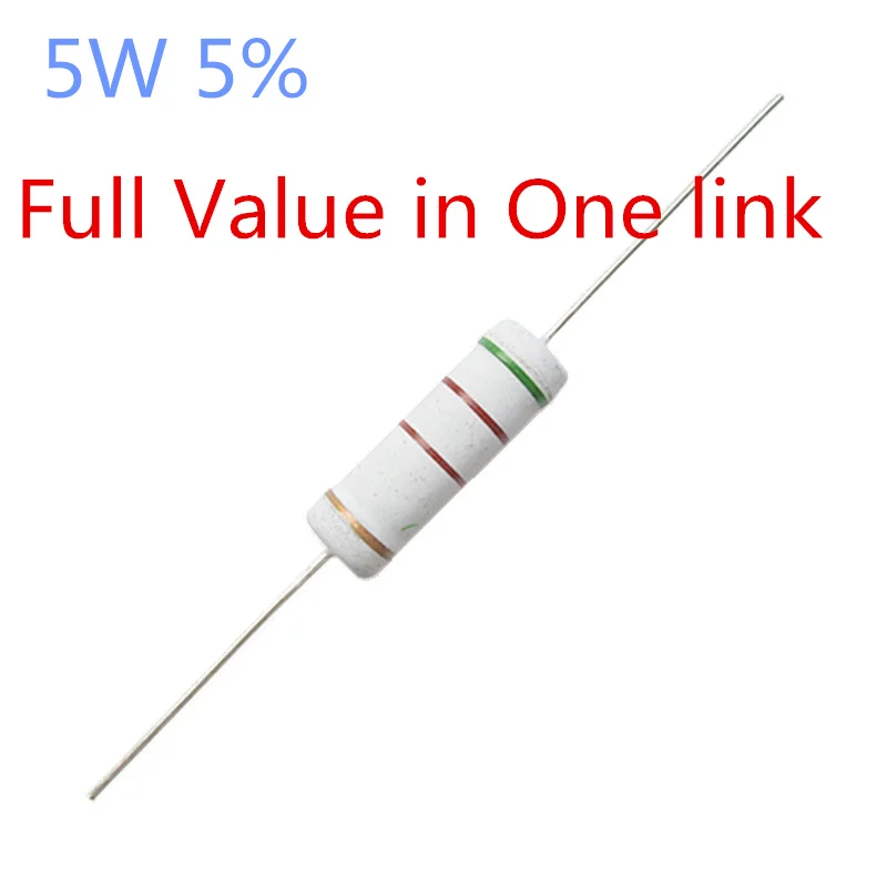 

10pcs Carbon Film Resistor 5W 5% 30 33 47 51 56 0.1 0.5 62 8.2 68 3.6 ohm 30R 33R 47R 51R 56R 0.1R 0.5R 62R 8.2R 68R 3.6R 5W