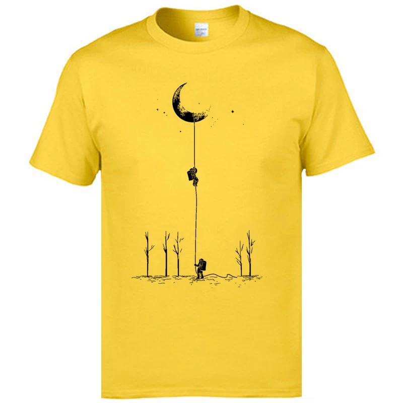 ReachMoonblack All Cotton Tees for Men cosie T-shirts comfortable Coupons Crewneck Tee Shirts Short Sleeve Wholesale ReachMoonblack yellow