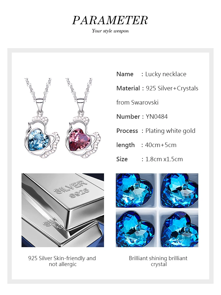 Cdyle украшенное кристаллом от Swarovski ожерелье для женщин Подвески 925 пробы серебряные ювелирные изделия Синий Фиолетовый Серия Мода