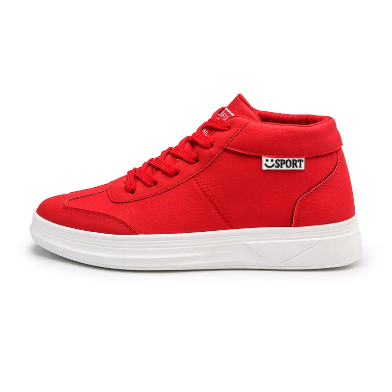 WOLF WHO/Новинка года; мужская повседневная обувь на шнуровке; удобные теннисные кроссовки; Цвет белый; Мужская модная обувь с высоким берцем; A-006 - Цвет: red