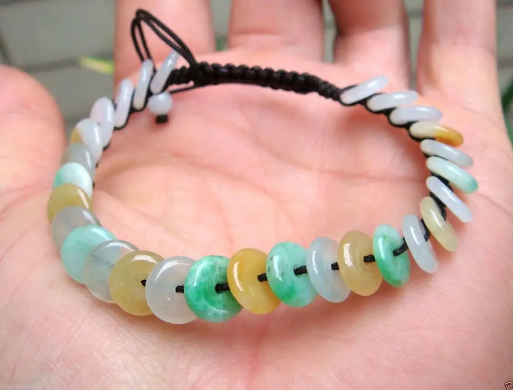 Необработанный 3 цвета ледяной Тип Jadeite Jade Bead Круглый браслет ELE обойма 2 класса A |