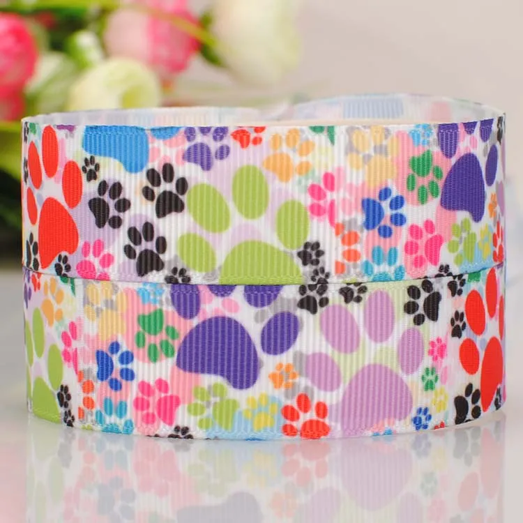 Лента в рубчик с рисунком собачьей лапы 7/8 дюйма 22 мм|grosgrain cartoon ribbon|ribbon printedribbon free