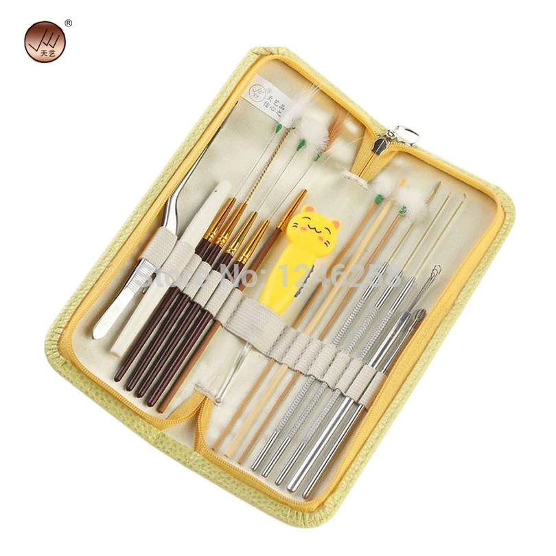 

16pcs Ear Wax Remover Ear Cleaner Handmade EarPick Kit Health Care Tools with leather Case